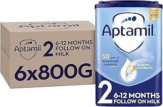 Aptamil 2 Follow On Baby Milk Powder, 6-12 Months, 800g (Pack of 6) - Packaging May Vary