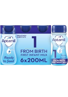 Aptamil 1 First Infant Baby Milk Ready to Feed- from Birth- 6x200 ml