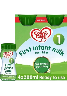 Cow & Gate First Infant Milk Ready to Feed 200ml x 4.