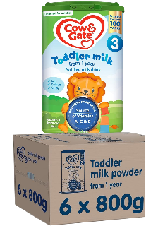 Cow & Gate 3 Toddler Baby Milk Powder Formula, 1-2 Years, 800g x 6