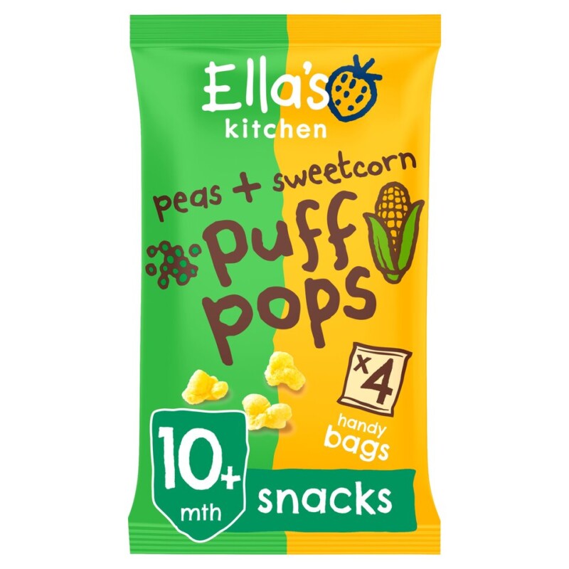 Ella's Kitchen Organic Peas & Sweetcorn Puff Pops 4 X 9G